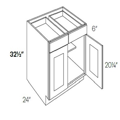 2 Drawer Double Doors Base Cabinet