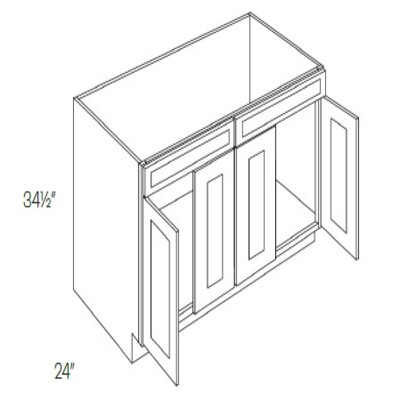 Double Drawer Front 4 Door Sink Base Cabinet