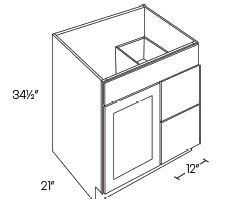 1 Door 2 Drawer Vanity Sink Base Cabinet