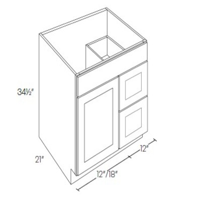 Single Door 2 Drawer Vanity Sink Base Cabinet