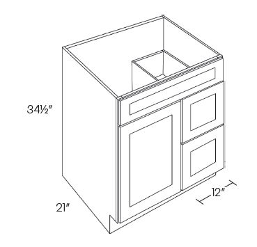 1 Door 2 Drawer Vanity Sink Base Cabinet