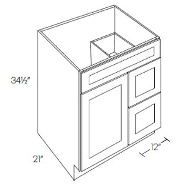 Single Door 2 Drawer Vanity Base Cabinet