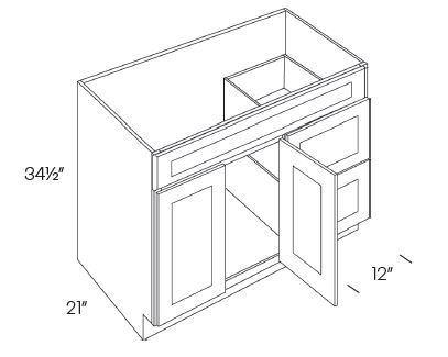 2 Door 2 Drawer Vanity Sink Base Cabinet
