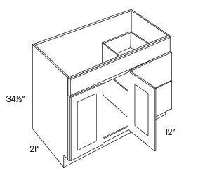 2 Door 2 Drawer Vanity Sink Base Cabinet