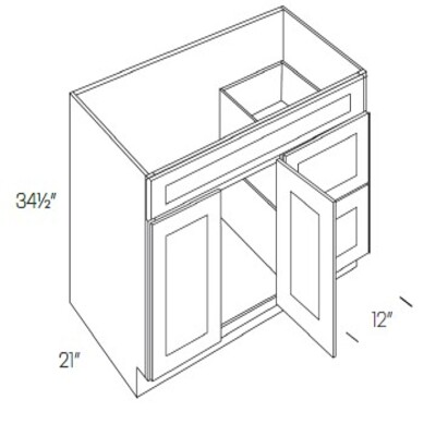 Double Doors 2 Drawer Vanity Base Cabinet